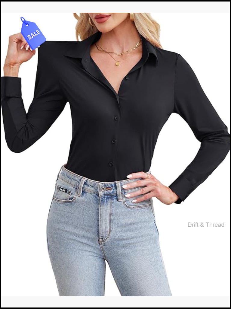 Slim Fit Long Sleeve Button Down Shirt With 4-Way Stretch Wrinkle Free